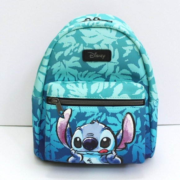 Lilo /& Stitch Blue Tropical Leaves Mini Backpack Shoulder Bag Purse